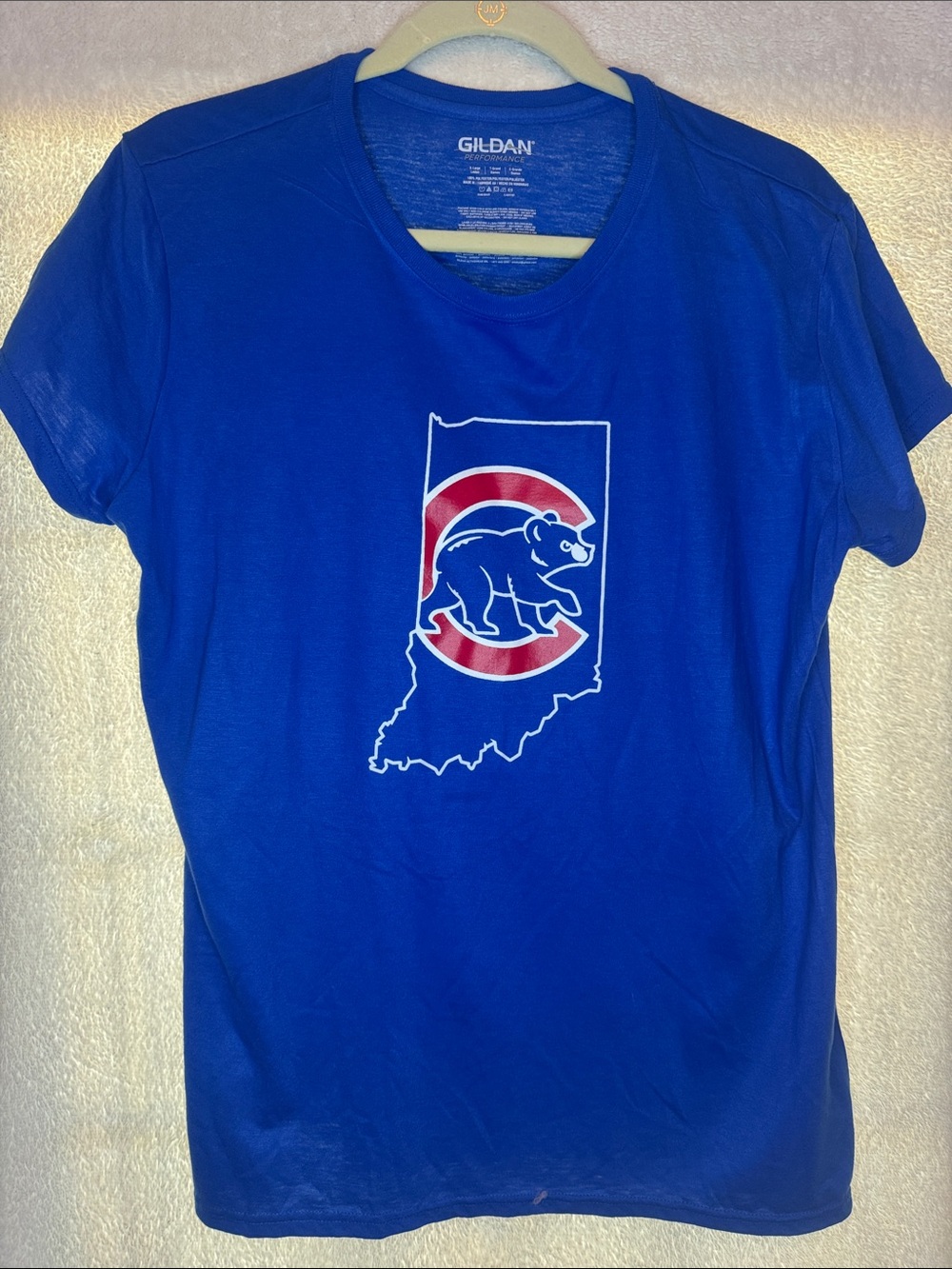 Gildan Royal Blue Chicago Cubs Indiana Outline Graphic Tee